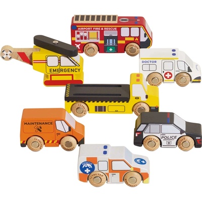 Le Toy Van Set záchranných autíček s vrtulníkem