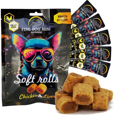 Fine Dog Mini Exclusive Soft Roll svačinka pro psy KUŘECÍ S JÁTRY 5 x 10 g