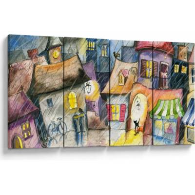 Obraz - Deštivý večer, Čtyřdílný 160x80 cm