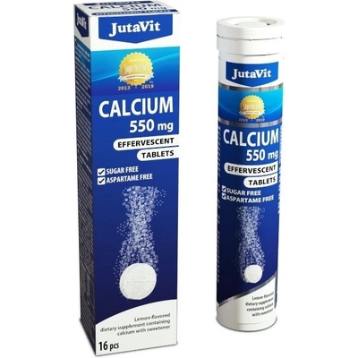 JutaVit Vápnik 550 mg šumivé tabliety s citróNovou príchuťou 16 ks
