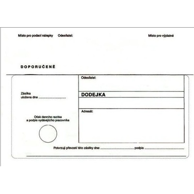 Dodejka B6 125x176 samopropis, oblá klopa, bílá, 1.000 ks