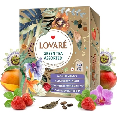 LOVARÉ Green Tea Assorted sada čajů 32 ks
