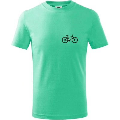 Obrázok kolesa na prsníku horský bicykel tričko detské Mätová