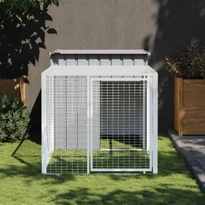 vidaXL Klec pro kuřata s výběhem 110 × 201 × 110 cm, pozinkovaná ocel, světle šedá 9799.172360