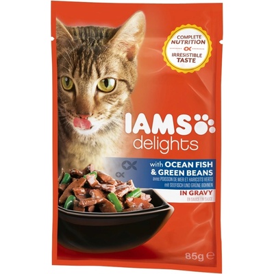 Iams Cat delights ocean fish & green beans in gravy 85 g
