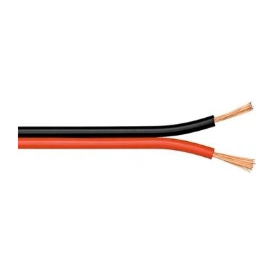PremiumCord netienený dvojitý kábel 2x0,50 mm čierny/červený 1 m