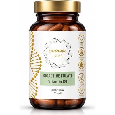 Puravia LABS Bioaktivní folát kyselina listová, 60 kapslí