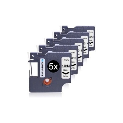 GIGAPRINT Printline kompatibilní sada 5 ks DYMO, 45013, S0720530, 12mm, 7m, černý tisk/bílý podklad, D1