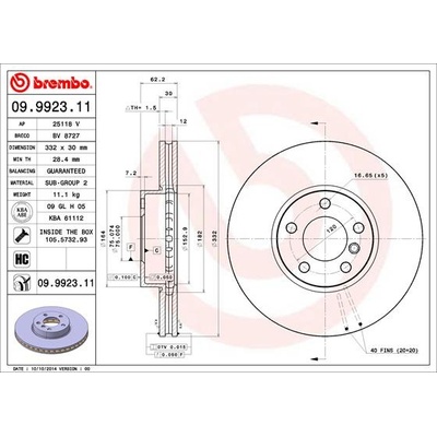 BREMBO Brzdový kotúč 09992311