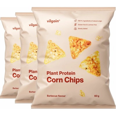 Vilgain Kukuričné proteínové chipsy BIO BBQ Multipack 3 ks x 60 g