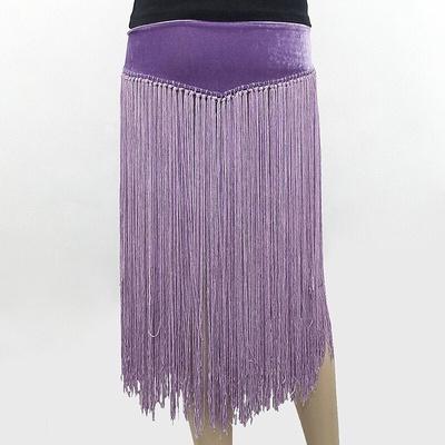 Belly dance pás samet s třásněmi fialová