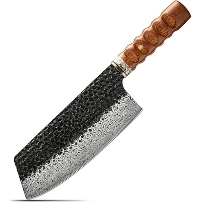 IZMAEL Damaškový kuchynský nôž Kenichi Cleaver/Hnedá 18.5 cm