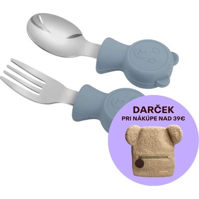 Martons Detský príbor Bear Dusty blue 2 ks