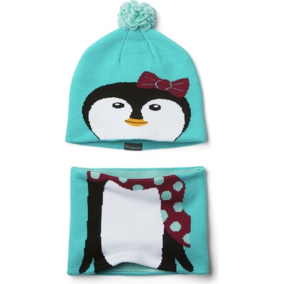 Columbia dívčí set Snow More čepice a nákrčníku Gaiter II tyrkysová