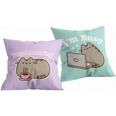 Halantex Obojstranný vankúš mačička Pusheen motív Good morning 40x40