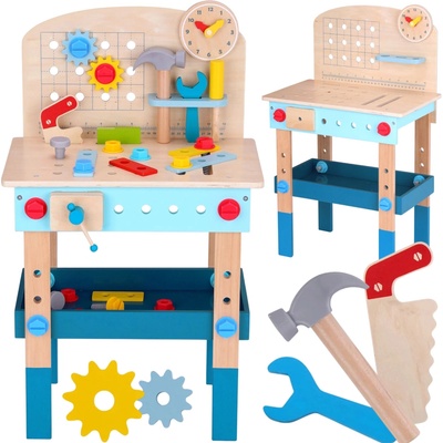 Tooky Toy Pracovný stôl s náradím a hodinami 45 ks