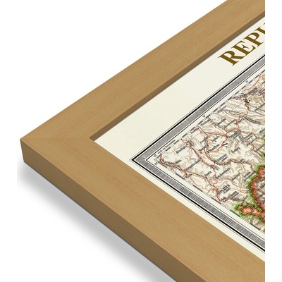 ZES Československo 1933 - nástěnná mapa 200 x 100 cm Varianta: mapa v dřevěném rámu, Provedení: Pegi jádro ořechu