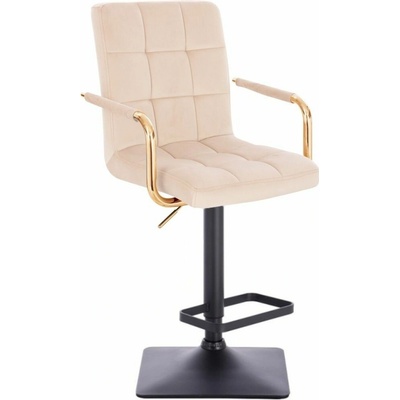 LuxuryForm Design Verona Gold Velur na čiernej hranatej podstave / krémová