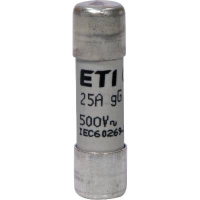 ETI Elektroelement, D.O.O. ETI CH10 gG 25A/500V Válcová pojistková vložka, velikost CH10, charakteristika gG, In = 25A, Icn = 120kA, Un = 500V AC, Pd=2,7W – Hledejceny.cz