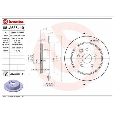BREMBO brzdový kotúč 08.A635.11, sada 2 ks