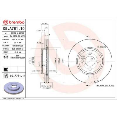 BREMBO Brzdový kotúč 09A76111