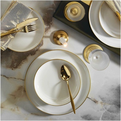ASIR Porcelánová jídelní souprava bílá a zlatá 16 ks – Hledejceny.cz