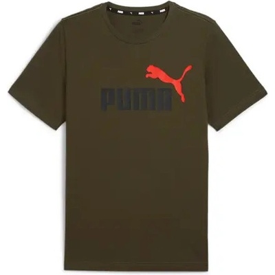Puma pánská tričko bavlněné ESS+ 2 Col Logo Tee khaki – Hledejceny.cz