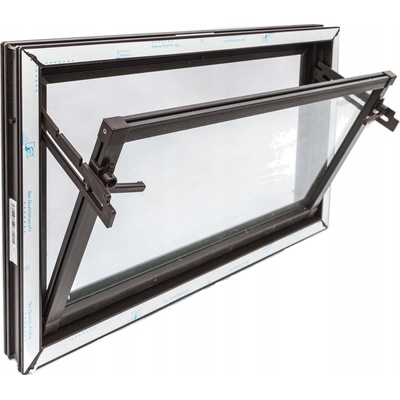 Plastové výklopné hospodářské okno Wolfa 600 mm x 300 mm, hnědé