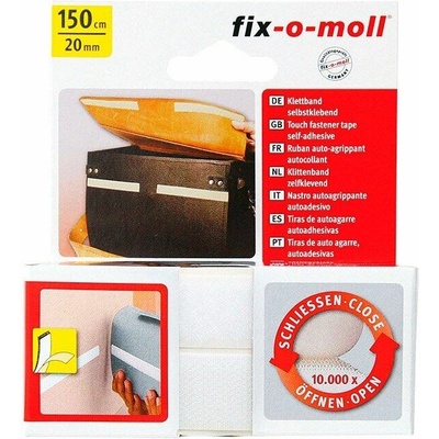 Fix-o-moll Suchý zip samolepicí, 1500 × 20 mm, polyamid, bílá 3563002
