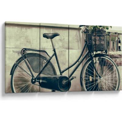 Obraz - Vintage kolo s kvetinami, štvordielne 160x80 cm