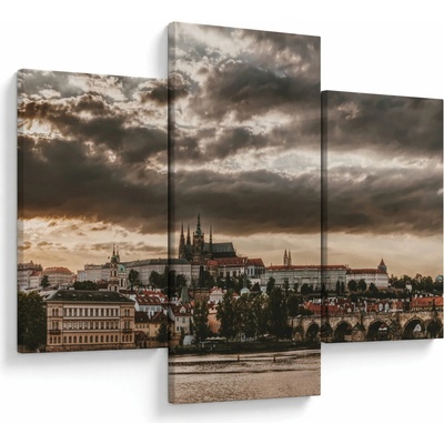 Obraz - zamračená Praha, třídílný 90x60 cm
