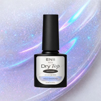 ENII NAILS Dry Top Ceramic s holografickými třpytkami bezvýpotkový vrchní lak 10 ml