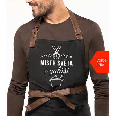 Kariban Vtipná zástěra na vaření Exclusive Mistr světa v.. Černá Black