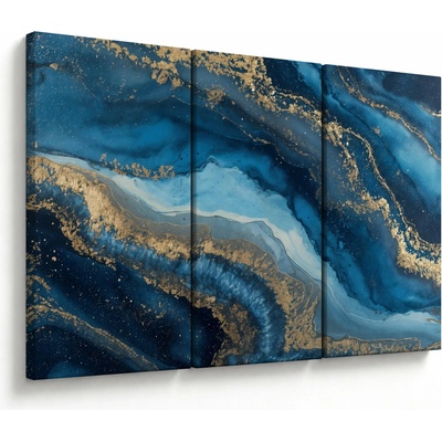 Obraz - Modrá mramorová abstrakcia, trojdielne 120x80 cm