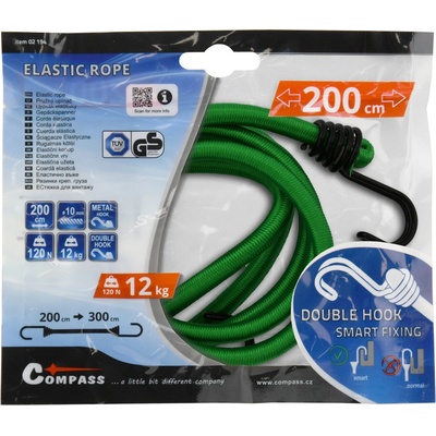 Compass 02194 UPÍNAČ PRUŽNÝ DOUBLE HOOK 10 mm/200 cm, TÜV/GS