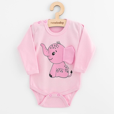 Kojenecké body s dlohým rukávem New Baby Happy Elephant pink