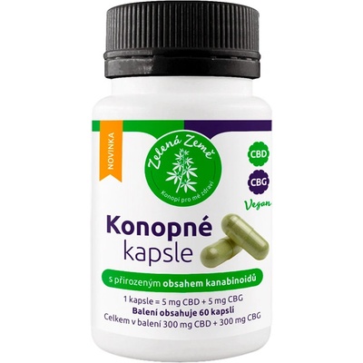 Cannadorra Trade Zelená země Konopné kapsle s obsahem CBD + CBG 60 kapslí