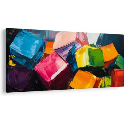 Obraz - Farebné kocky, jednodielne 250x125 cm