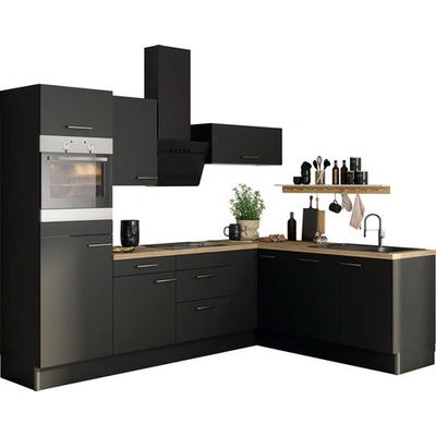 Optifit Ingvar420 Rohová kuchyňská linka 270 cm barva čela antracit matná barva korpusu antracit