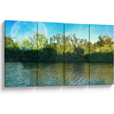 Obraz - jezero, Čtyřdílný 160x80 cm