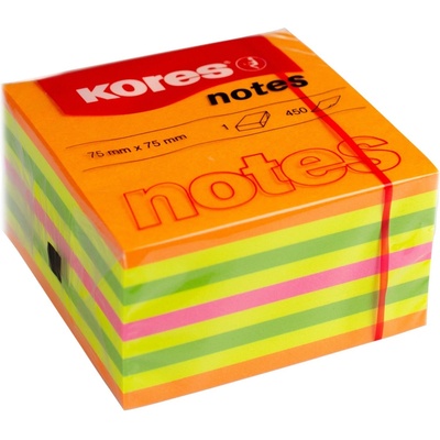 KORES CUBO Summer 75 × 75 mm, 450 lístkov, neónový mix