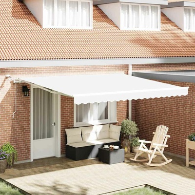 Petrashop Stahovací markýza Bílá 400 x 350 cm Polyester 3330794