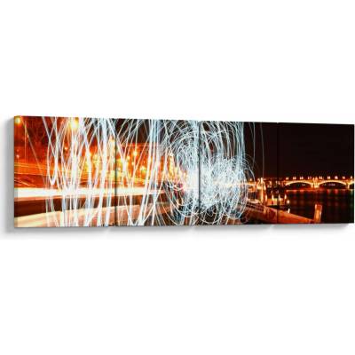 Obraz světelných vln, Čtyřdílný 160x40 cm