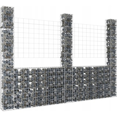 zahrada-XL Gabionový koš ve tvaru U se 3 sloupky železo 260 x 20 x 200 cm