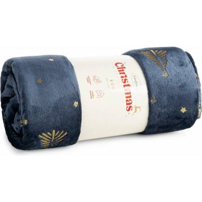 Eurofirany vianočná deka Tree TMAVOMODRÁ 150X200