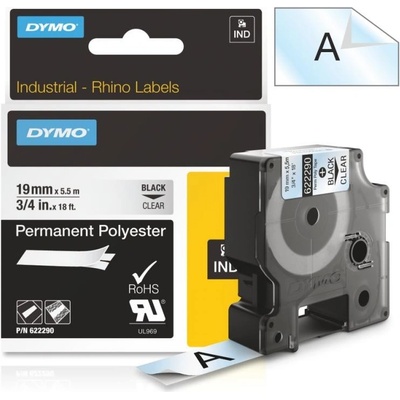 Páska Dymo Rhino PES, 19mm (622290) průhl., černý tisk, 5,5m