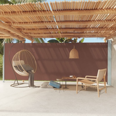 vidaXL Zatahovací boční markýza hnědá 200 x 600 cm