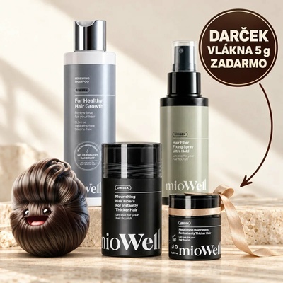 mioWell Zahusťujúce vlasové vlákna pre riedke vlasy 12g Kompletné zahustenie so šampónom pre mužov (12g) / Biela