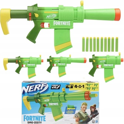 Raketomet NERF Fortnite zelený 4v1 s odnímatelnou hlavní a pažbou + 10 šipek