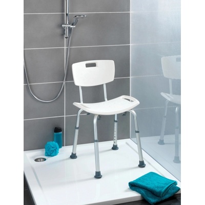 Wenko Koupelnová stolička se zádovou opěrkou Secura plast 49 cm x 68,5-85,5 cm x